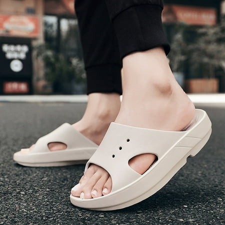 

AXXD Sandals Women Summer Couple Women Men Slippers Slide Lightweight Sandals With Arch Support Bathroom Bath Shoes(36 Beige)