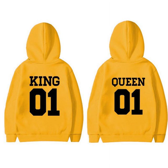 Sudadera a juego para parejas, moda, rey 01, reina 01, ropa de calle para amantes, sudadera con capucha con personalidad, regalo para el día de San Valentín