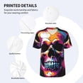 thumbnail image 3 of Rateoe Colorful Skull Pattern Men’s Baseball Short Sleeve Polo Shirt, Midweight Men's Shirt Golf Shirt Polo Shirts Quick Dry Short-Medium, 3 of 7