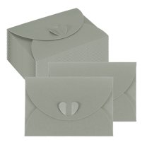 Uxcell Mini Card Envelope, Cute Cards Holder with Heart Clasp for Birthday Weddings Favors Business Greeting Cards Silver