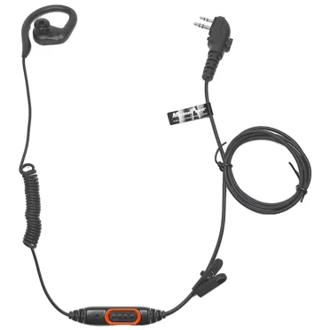 MaximalPower 2-Pin Ear Hook and 180° Rotating Earpiece with Push-to-Talk PTT Compatible for HYT Walkie Talkie Two-Way Radios - Over Ear-Hook Earclip Earphones & Long Cable, Black