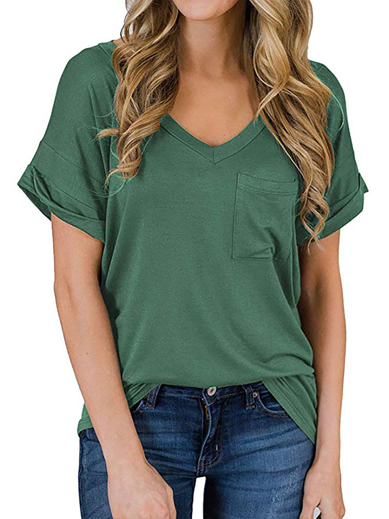 Women's Summer Short Sleeve Blouse T Shirt Tops Casual Loose Tunic Tee Plus Size