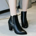 thumbnail image 2 of Mostsola Womens Round Toe Ankle Boots Stacked Heel Booties Retro Side Zipper Short Boots, 2 of 8