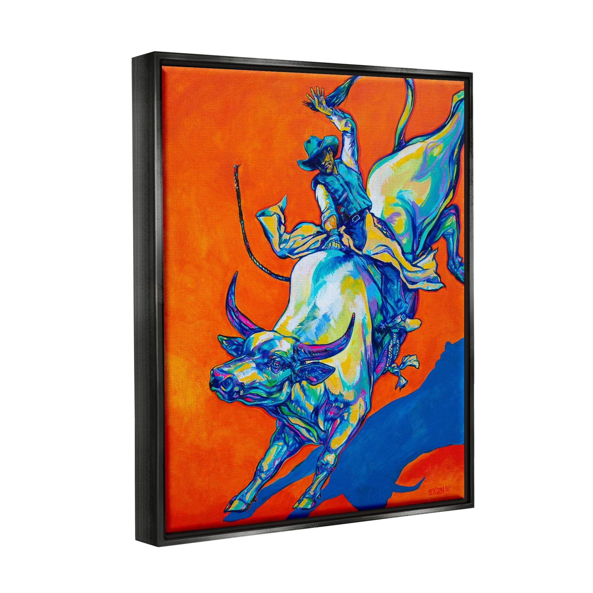 Stupell Industries Modern Rodeo Painting Animals & Insects Painting Black Floater Framed Art Print Wall Art, 17 x 21