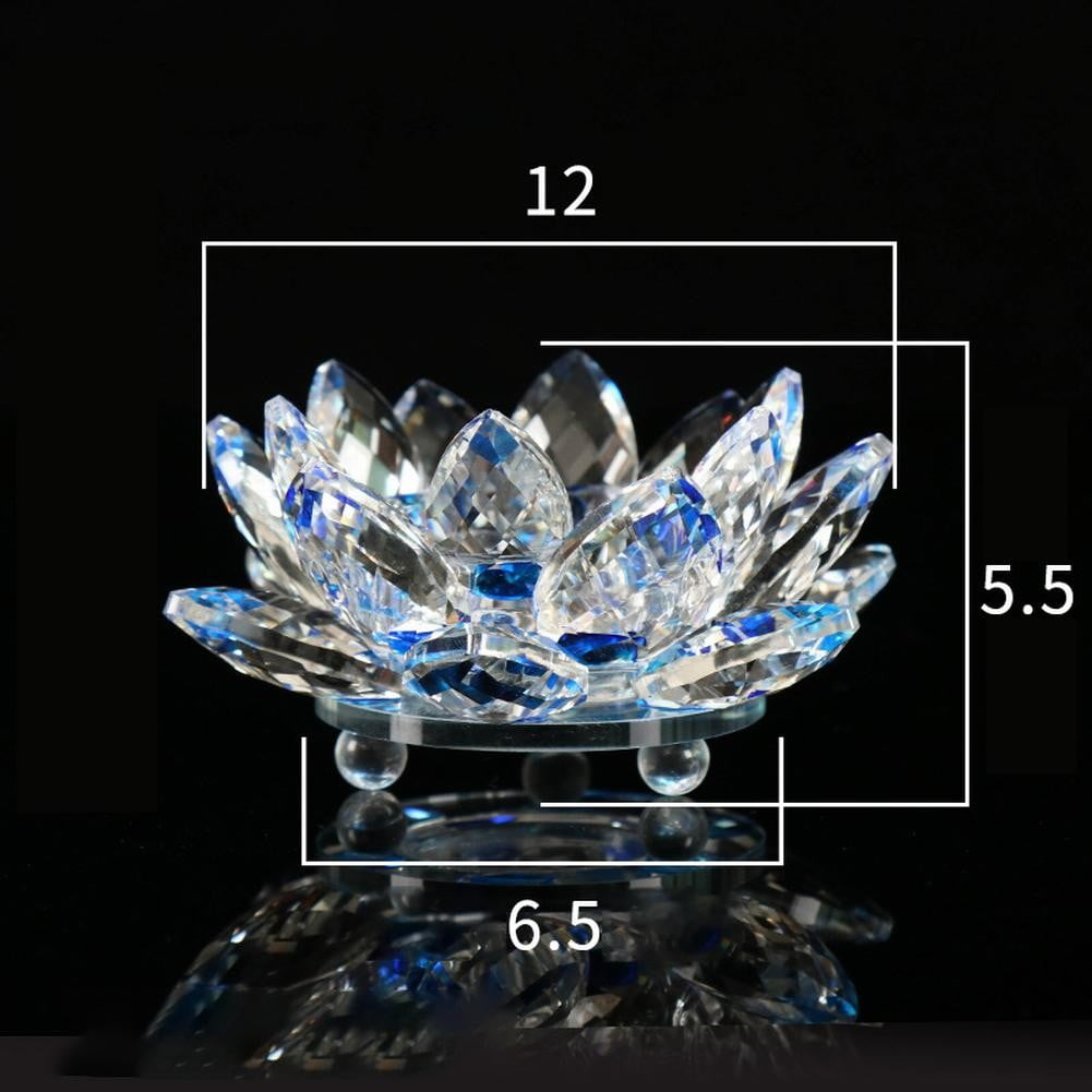 Leke Crystal Glass Lotus Flower Candle Holder Candlestick Home Decor