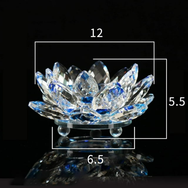 Crystal Glass Lotus Flower Candle Holder Candlestick Home Decor Craft Tea Light