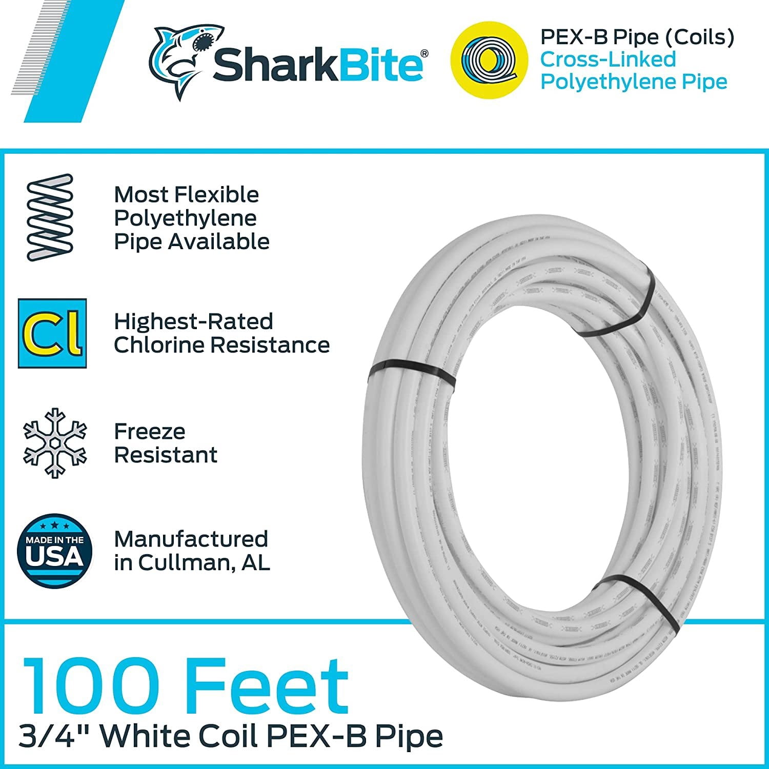 SharkBite 3/4 Inch Red PEX-B Pipe - 300 Foot Coil Flexible Water Tubing For Plumbing
