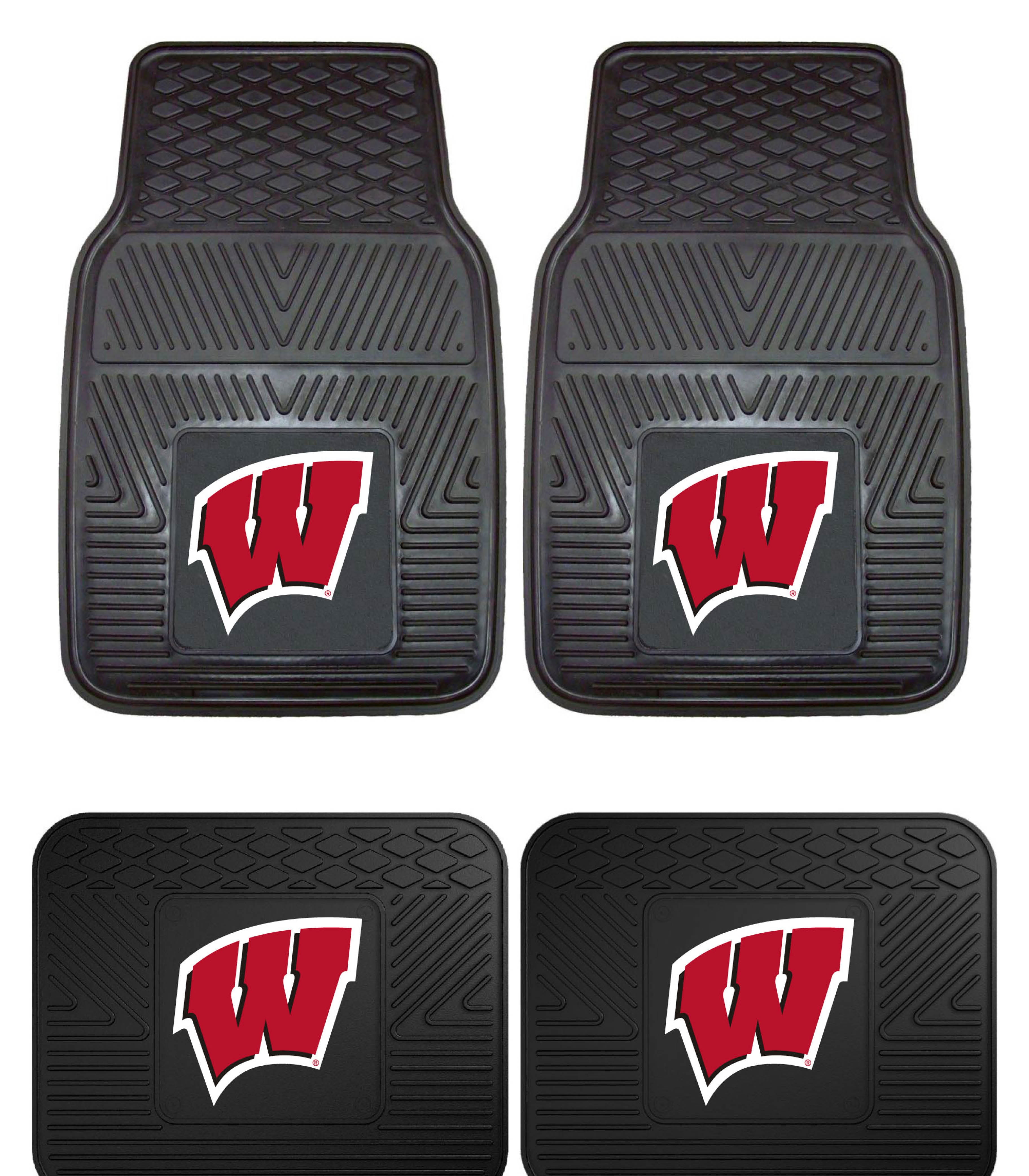 Wisconsin Badgers Heavy Duty Vinyl Floor Mats 4 Piece Set for Cars