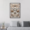 thumbnail image 2 of IDEA4WALL Framed Canvas Wall Art Folk Art Deer Floral Deer Design in Earthy Tones Vintage Art Print Minimal Wildlife Posters Boho Chic for Living Room, Bedroom, Office - 24"x36" Black, 2 of 5
