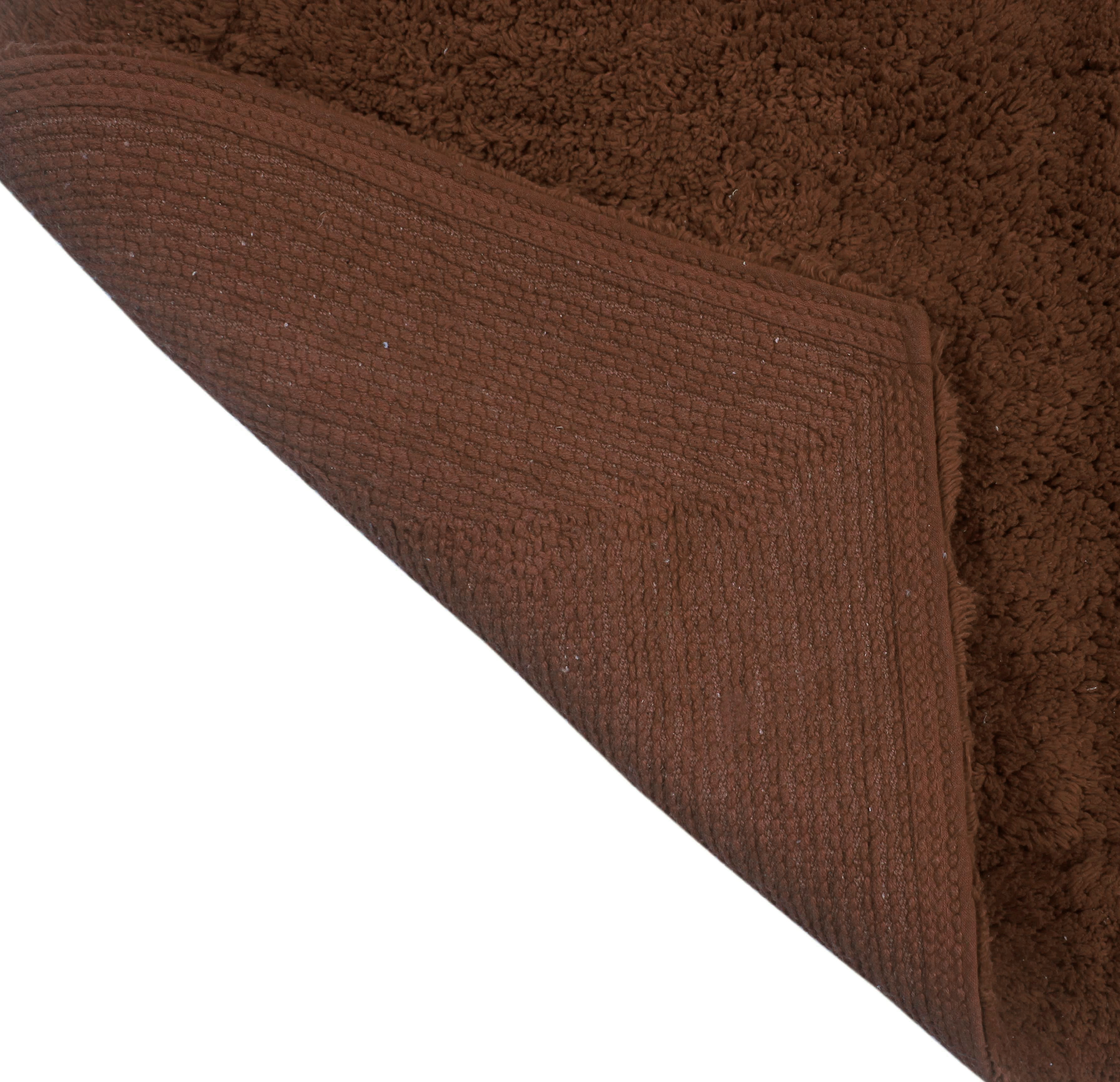 Home Weavers Waterford Collection 100% Cotton Non-Slip Bathroom Rug Set Machine Washable Bathroom Rug-17"x24", Bath Rug- 21"x34", U Shaped Contour- 20"x20", Chocolate Color 3 Piece Bath Rug set