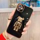 thumbnail image 4 of Funda De Borde Recto Galvanizado Para iPhone 11 11 Pro Max Con Soporte De Oso Y Cordón De Silicona, 4 of 4