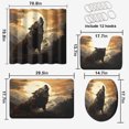 thumbnail image 2 of Juego de 4 cortinas de ducha con diseño de lobo, animales salvajes, montaña aullando, luna llena, noche, con tapa de inodoro y alfombrilla de baño, cortina de ducha impermeable con 12 ganchos, 72 x, 2 of 4
