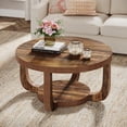 thumbnail image 7 of Tribesigns 2-Tier Round Coffee Table, Circle Coffee Table with Storage, Modern Accent Center Table for Living Room, Thick Tabletop & Base, Rustic Brown, 7 of 7