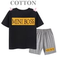 thumbnail image 3 of Conjunto de 2 piezas para bebés recién nacidos, niños y niñas de 2 a 14 años, camiseta de manga corta con estampado de letras informal de verano y pantalones cortos, atuendo deportivo, 3 of 5