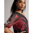thumbnail image 3 of Zaccai Women's Black Organza Floral One Shoulder Top, 3 of 6
