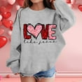 thumbnail image 2 of Girl's Love Prints Sweatshirt Crewneck Long Sleeve Cute Valentine's Day Pullover Hoodless Tops for Child B-Grey 5-6 T, 2 of 5