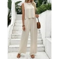 thumbnail image 2 of MORTTIC Women's Elegant 2-Piece Matching Set, Sleeveless Crop Top and Wide Leg Trousers Outfits, S, 2 of 6