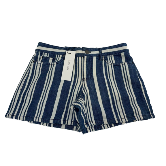 Calvin Klein Womens Striped Jean Shorts 100% Cotton Size 2