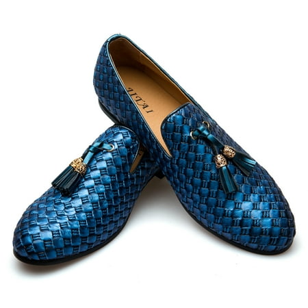 

JITAI Men s Dress Loafer Shoes Slip-on Loafer Tassel Loafer Blue Size 11