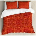 thumbnail image 3 of Red Mandala Duvet Cover Set Twin Size, Festive Tribal Motifs Arabesque Details Floral Wisdom Symbol Eastern, Decorative 2 Piece Bedding Set with 1 Pillow Sham, Purple Mustard Orange, by Ambesonne, 3 of 3