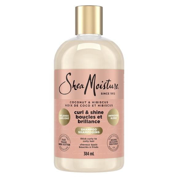 SheaMoisture Coconut & Hibiscus Curl and Shine Shampoo for Thick Curly hair with Silk Protein & Neem Oil Sulfate Free
