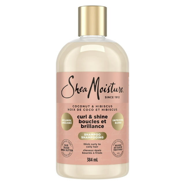 SheaMoisture Coconut & Hibiscus Curl and Shine Shampoo for Thick Curly hair with Silk Protein & Neem Oil Sulfate Free