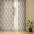thumbnail image 6 of Vargottam Block Floral Design Sheer Georgette Curtains for French Doors & Balcony - 2 Panels, 96" Long, Light Filtering, Grommet Top Printed Drapes for Living Room or Lounge, 6 of 9