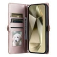 thumbnail image 5 of For Samsung Galaxy A17 5G Wallet Phone Case-PU Leather Flip Cover with 3 Credit Card Slots,Hidden buckle Pocket & Detachable Shoulder Strap and Wrist Strap,Shockproof,Pink,For Galaxy A17 5G, 5 of 10