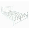 thumbnail image 4 of SYNGAR White Metal Platform Bed Frame Full Size With Vintage Headboard and Footboard, Steel Legs, Underbed Storage, Strong Slat Support, No Box Spring Needed, Noise Free, 4 of 10