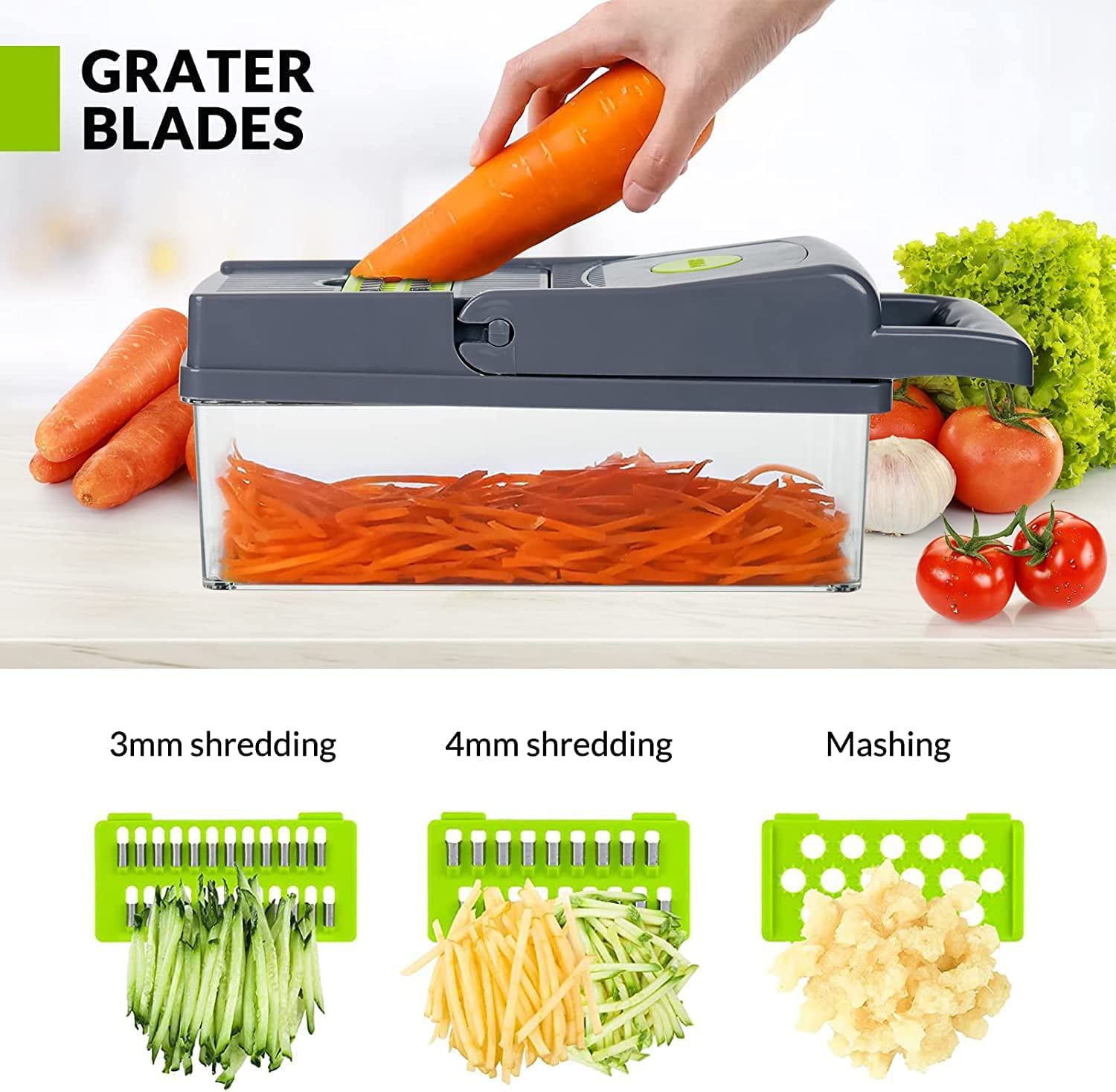 Slicer, Cosicosy Food Cutter For Kitchen, 5 In 1 Vegetable Slicer With  Interchangeable Blades And Container, Multifunctional Food Slicer For  Garlic Ca