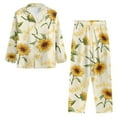 thumbnail image 2 of DISNIMO Sunflower Printed Women's 2 Piece Pajama Set Comfy Button Down Sleepwear Long Sleeve Top Wide Leg Pants Loose Fit Loungewear with Pockets, XS, 2 of 7