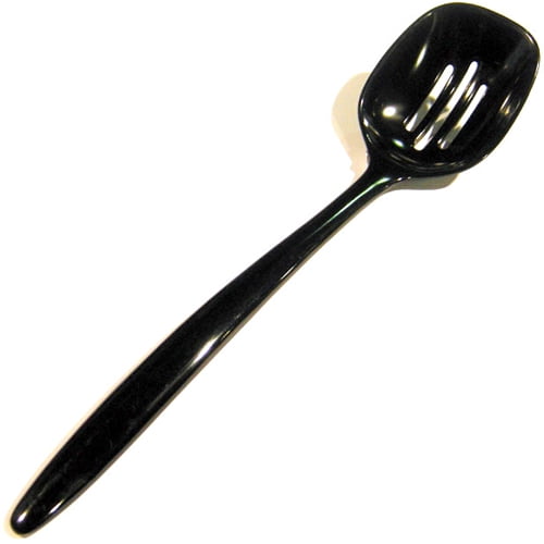 Melamine Slotted Food Serving Spoon, 12" Long, Black