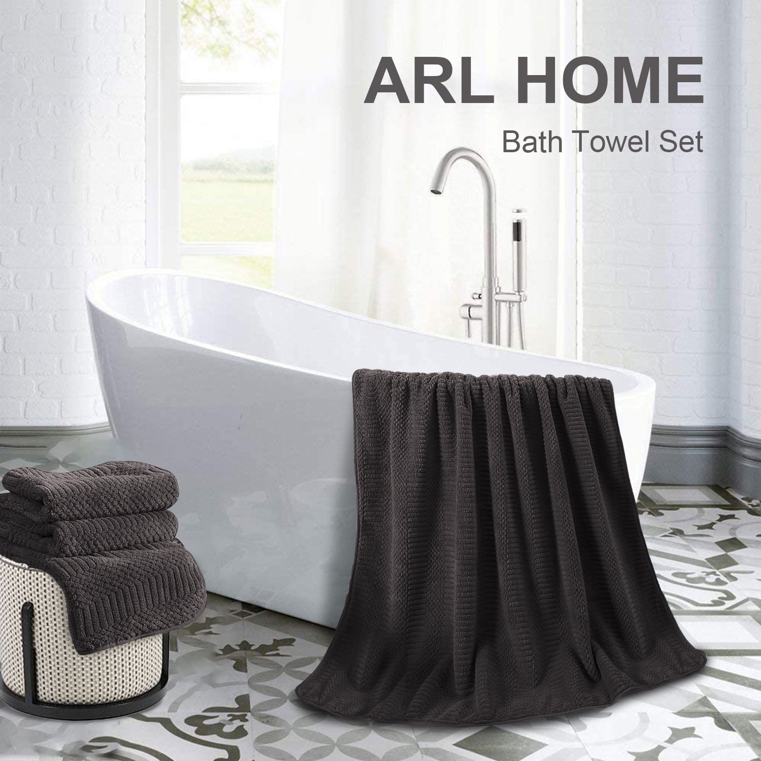 Beartech 8 Piece Microfiber Bath Towel Set,700GSM Quick Dry & Less Lint, 2 Oversized Bath Towels, 2 Towels & 4 Washcloths,Highly Absorbent,Ultra Soft Shower Towel For Bathroom Hotel-Dark Brown