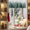 thumbnail image 4 of Christmas Pine Trees Valances for Windows, Winter Snowflake Forests Watercolor Rod Pocket Valance Short Window Treatments Curtains for Kitchen Bathroom Bedroom Decor, 56 x 16 In, 4 of 9