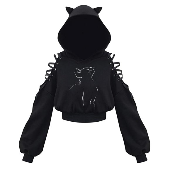 Women's Cat Ear Hoodie Pullover Long Sleeve Hooded Sweatshirt Cute Blouse Knitted Hoodie Sweater for Women Women Hoodie Sweatshirts Woman's Zip Hoodie Zip up Hoodie for Women Hoodie for Women Athletic