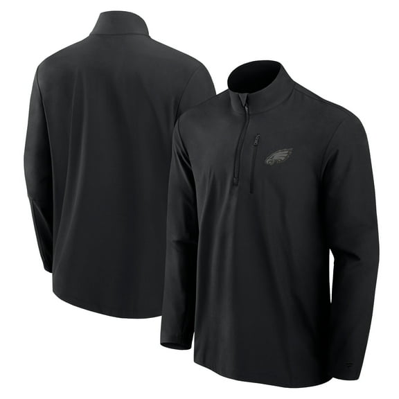 Men's Fanatics Black Philadelphia Eagles Front Office Micro Tonal Quarter-Zip Pullover