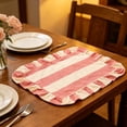 thumbnail image 5 of Ruffled Striped Rectangular Placemats, Washable Fabric Table Mats for Kitchen Dining Room, Boho Farmhouse Table Decor, Non-Slip Heat Resistant​, Pink, 5 of 6