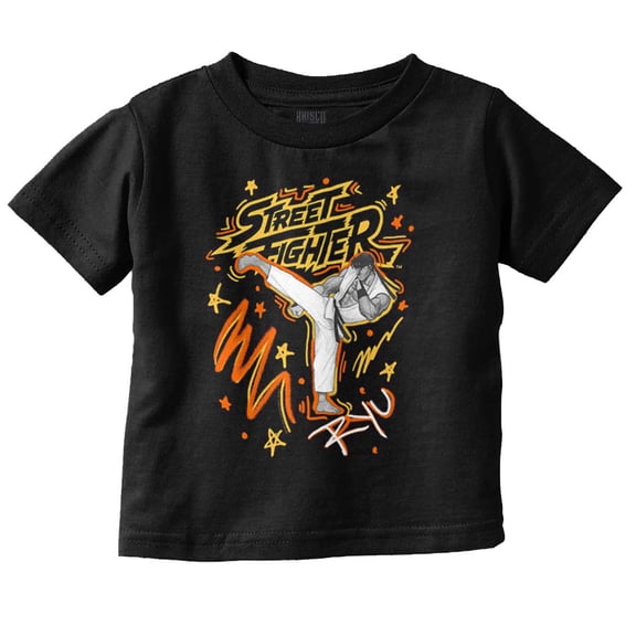 Street Fighter Ryu Graffiti Marker Toddler Kids Crew Neck Graphic T-Shirt Brisco Brands 6M