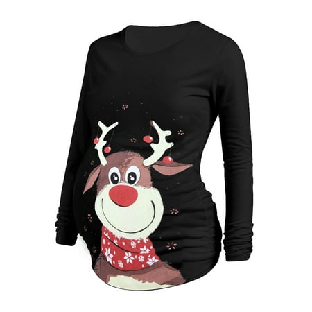 

Enjiwell Womens Christmas Long Sleeve Crew Neck Maternity Pullover T Shirt