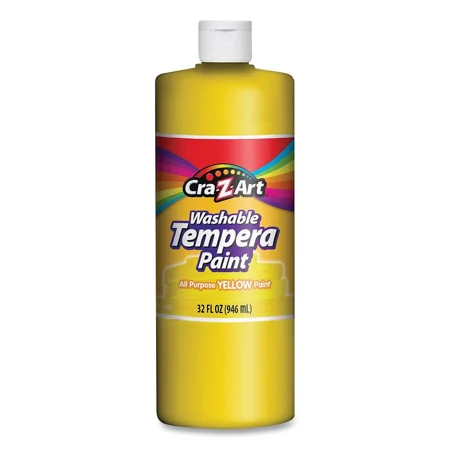 New Cra-Z-Art Washable Tempera Paint Yellow 32 oz Bottle 760096