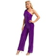 thumbnail image 3 of Mufeng Jumpsuit for Women Elegant Sparkly Sequin Party Romper Casual Playsuit Wedding Party Clubwear Purple L, 3 of 7
