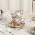 thumbnail image 5 of SLLINGLUO 20 Pieces Coffee Set Tea Set with Metal Stand, Vintage Porcelain Tea Cup Set, Rose Ceramics Coffee Tea Set, Purple, 5 of 8