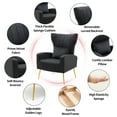 thumbnail image 3 of Newnno Living Room Chairs Velvet Accent Chair with Lumbar Pillow, High Back Armchair Mid Century Modern Vanity Chair for Bedroom with Armrest, Arm Chair with Golden Metal Legs, Black, 3 of 4