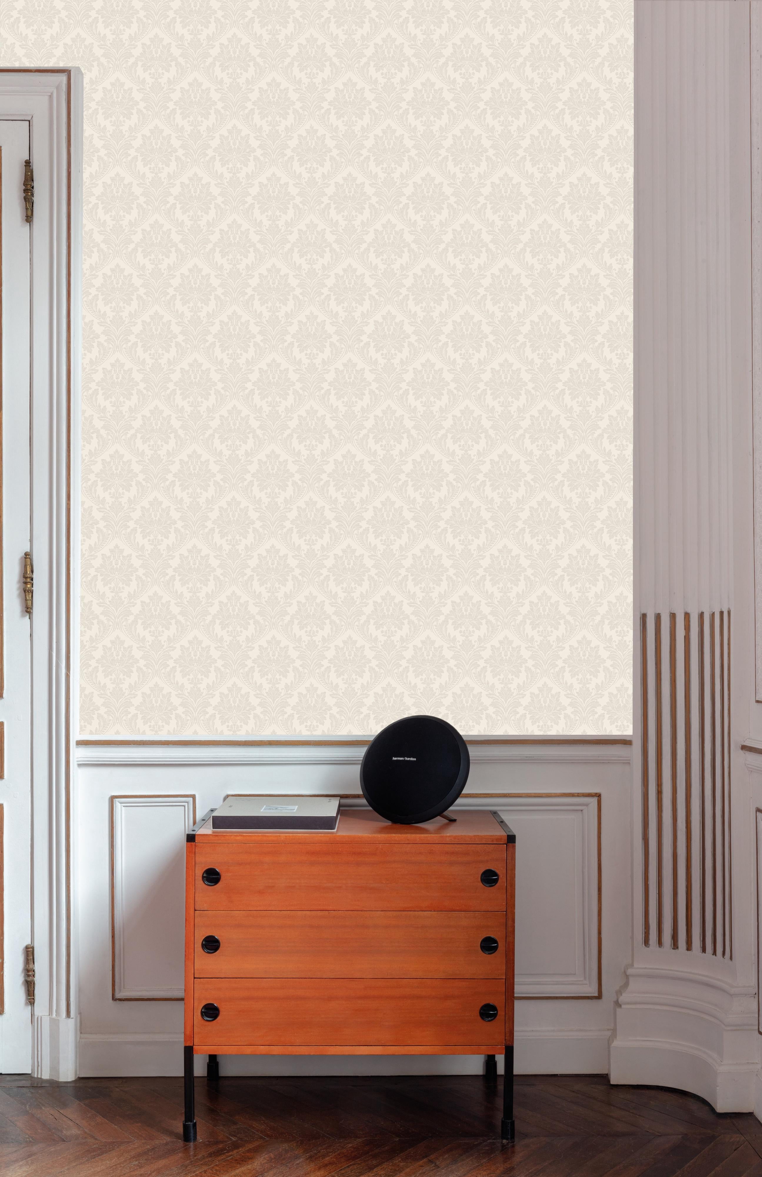 Taupe Classic Floral Damask Printed Non-Woven Non-Pasted Textured Wallpaper 57 Sq. Ft.