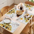 thumbnail image 5 of Placemat Set of 4 Gnome Sunflower Leaves Placemats for Dining Table Floral Wood Grain Washable Table Mats for Kitchen and Party Decor Indoor & Outdoor Use, 5 of 8