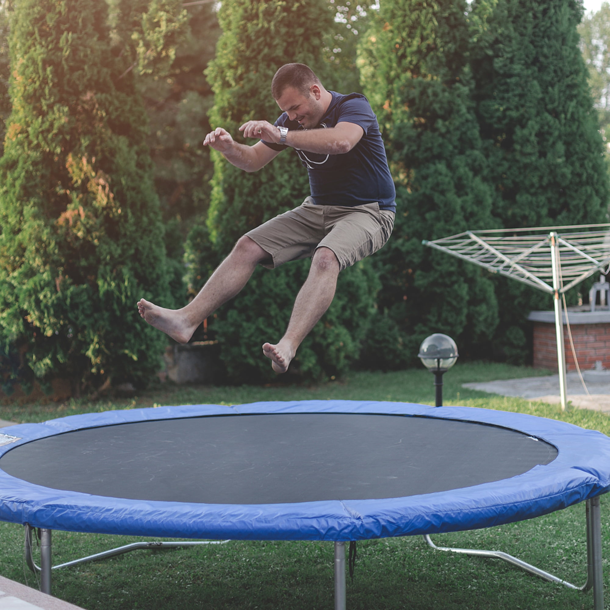 Durable V-Rings Premium Trampoline Replacement Mat UV Sunguard for Longer Lasting Stitching Bounce Safely,6 feet 36 Buckles Fits 14 Foot Frames w/Spring Tool 