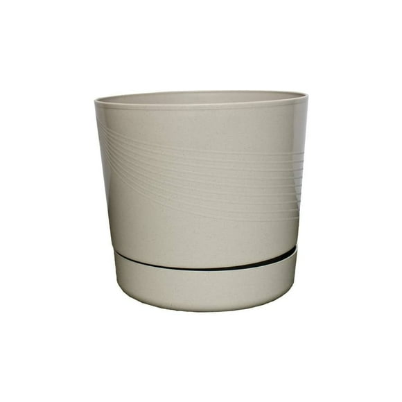 Maceta Con Plato Escurridor Duraware Elipse 10.5 Pulgadas Terminado Fibroso Marfil