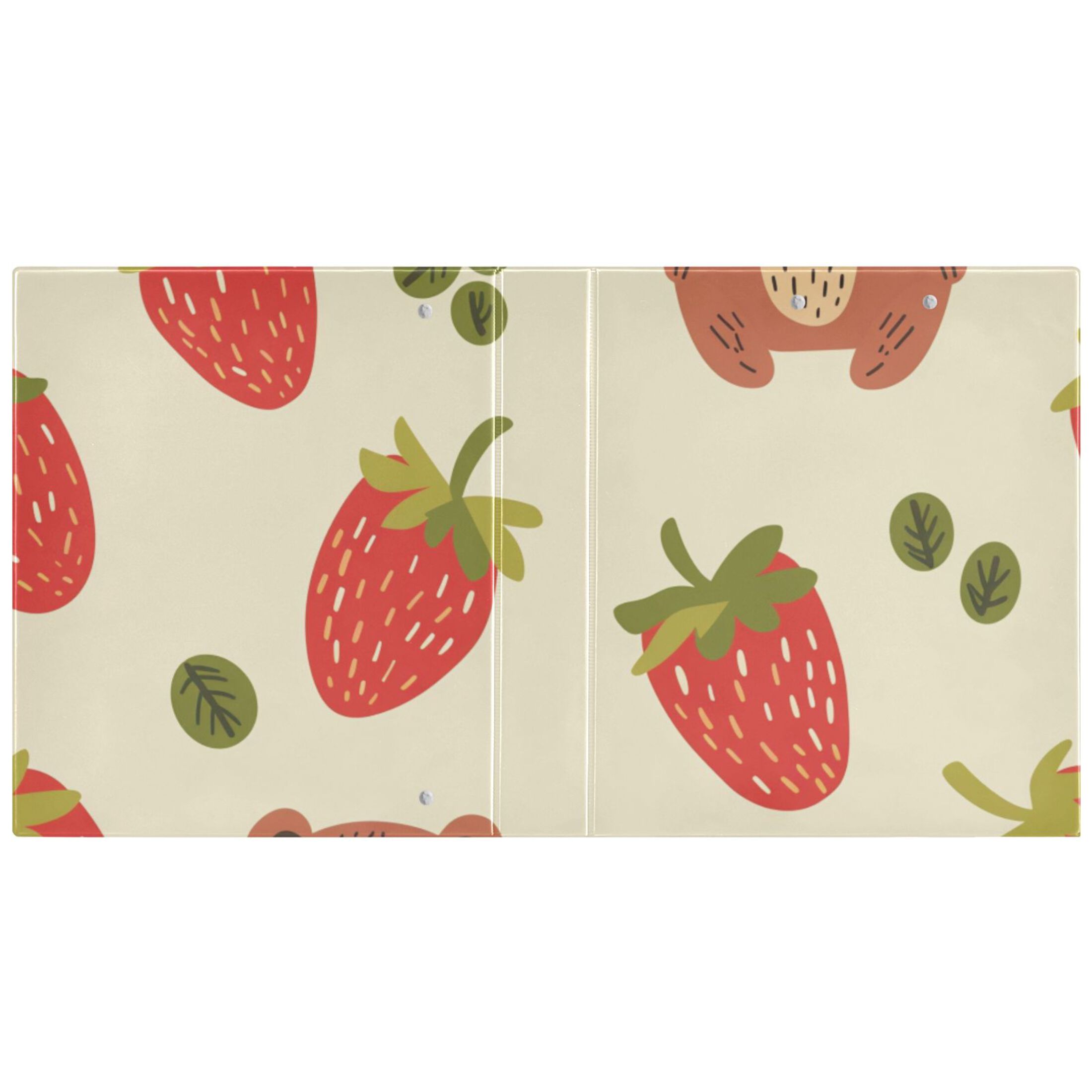 Bear and Strawberry 3 Ring Binders 1.5 inch Hardcover File Folders with Interior Pockets A4 Size Organizer for School Office Hospital