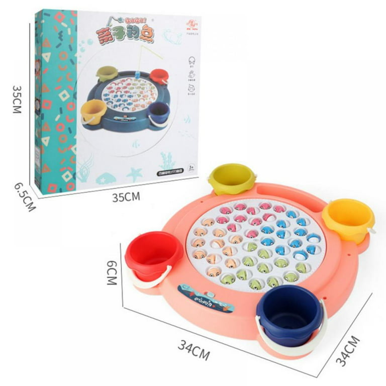 Fishing Game Toy Set and Rotating Board with Music,Includes 45 Fish and 4  Fishing Poles,Gift for Toddlers and Kids 