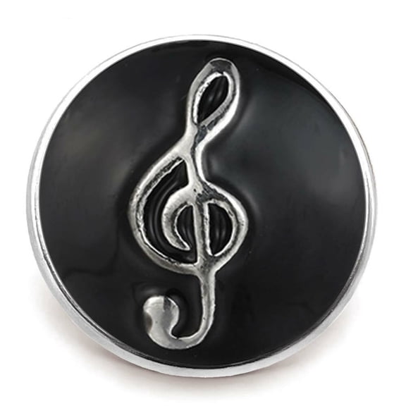 Snap Jewelry 18MM Enamel Music Treble Clef Ginger Charm with Black Background